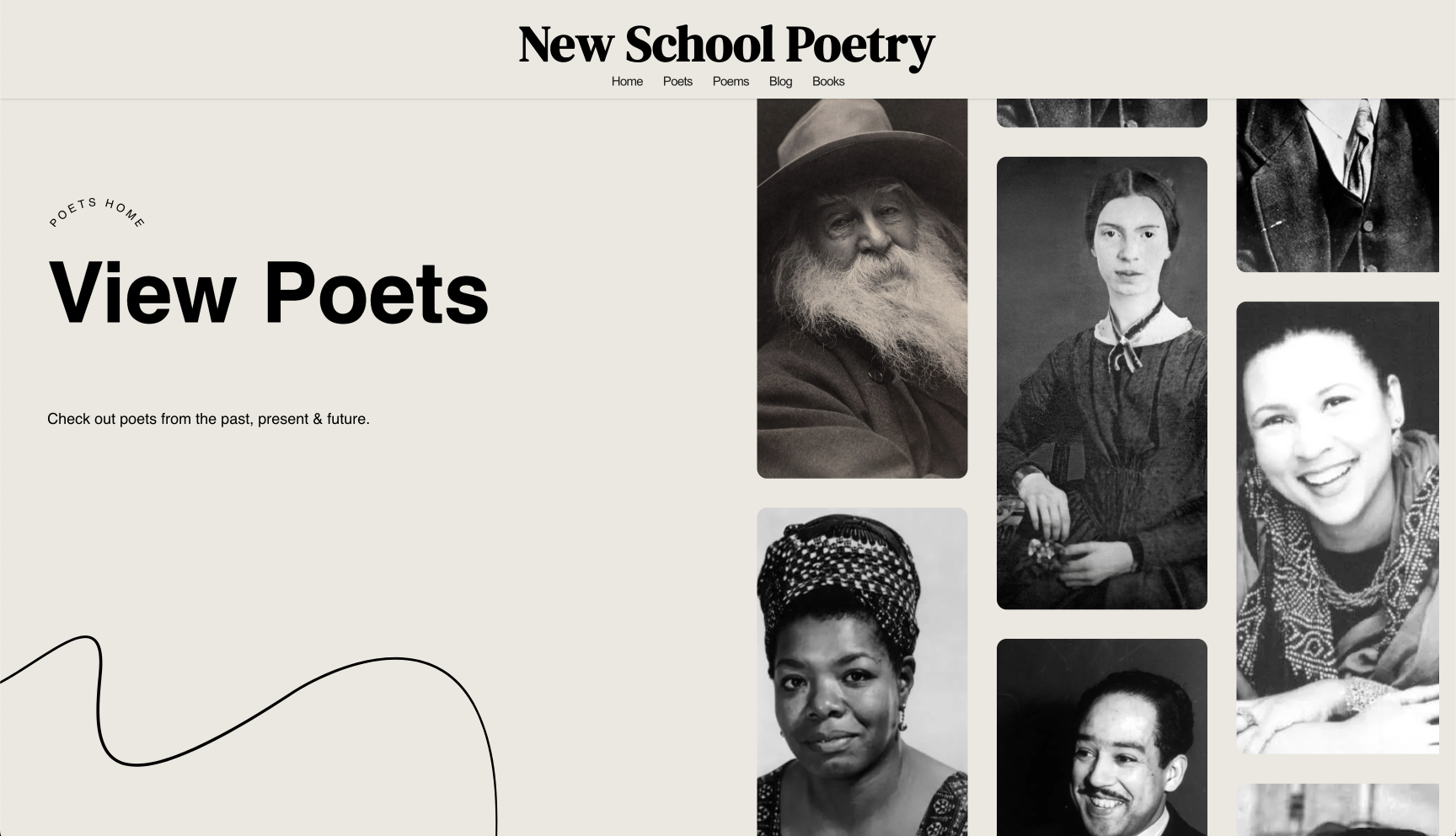 Screenshot of the New SchooI Poetry projects home page